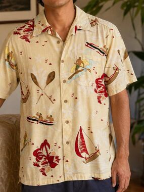 Quiksilver Aloha Shirt Men’s M Surfing Tropical Novelty Print Resortwear Coastal